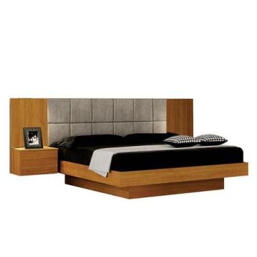 Imagem de Cama De Casal Braga Queen Size Com Criado E Cabeceira Cinamomo Joli Pa