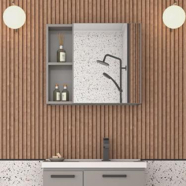 Imagem de Espelheira para banheiro com Armário em Aço Ameixa Cozimax