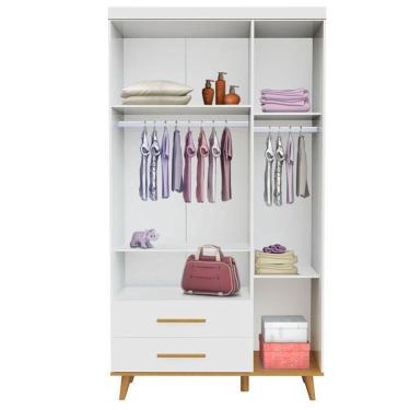 Imagem de Berço Americano Ligia E Guarda Roupa Ludmila Branco Acetinado Bétula - Carolina Móveis