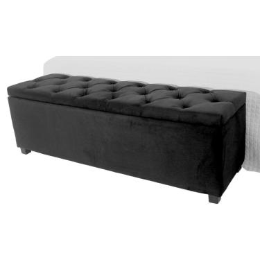 Imagem de Baú Estofado Capitonê Queen 160x40x45cm Cor Preta - Alto Custo Benefício e Elegância Para o Seu Lar