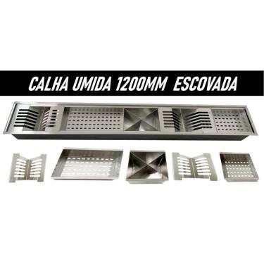 Imagem de Calha Úmida Gourmet Canal Organizador Escorredor Inox 120Cm