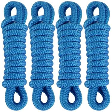 Imagem de Fender Lines 1,8 m x 3/20.3 cm Linhas de para-lama de barco trançadas duplas, pacote com 4, corda de para-choque de barco/corda de para-choque de barco 9 cores para ancoragem com ilhós de 12 cm linhas
