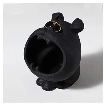 Imagem de Cinzeiros para casa criativo em forma de cão cinzeiro bar/sala de estar/secretária cinzeiros de grande capacidade 10 cm mesa de centro escritório cinzeiro decoração de casa (cor: preto)