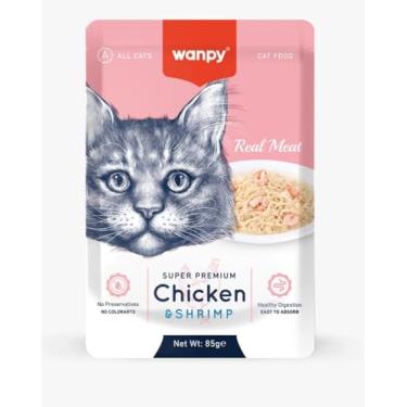 Imagem de Petisco Para Gatos Wanpy Truly Sache Super Premium Bacon Born (85g, Frango e Camarão)