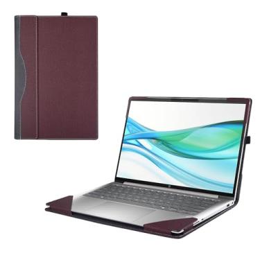 Imagem de RUNMEIJIA Capa para laptop para notebook HP ProBook 460 G11 / ProBook 465 G11 de 16 polegadas (não funciona com outros modelos HP). Capa removível para notebook de couro PU 2 em 1 (vermelho vinho)