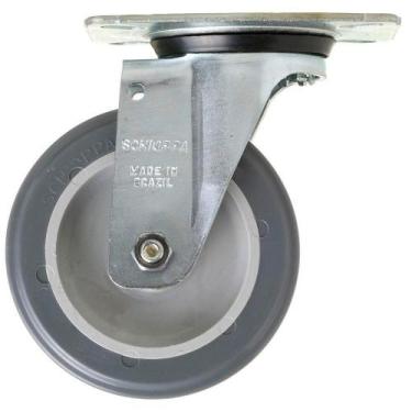 Imagem de Rodizio Giratório Placa Sem Freio Cinza Pvc 60 Kg 3 Pol 10,3 Cm de Alt