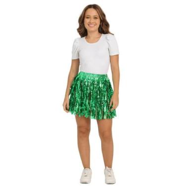 Imagem de Saia de Carnaval Metalizada Colorida Fantasia Havaiana Adulto - Abraka