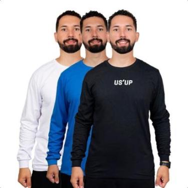 Imagem de Kit 3 Camisa Manga Longa Masculina Frio Inverno Para Sair-Masculino