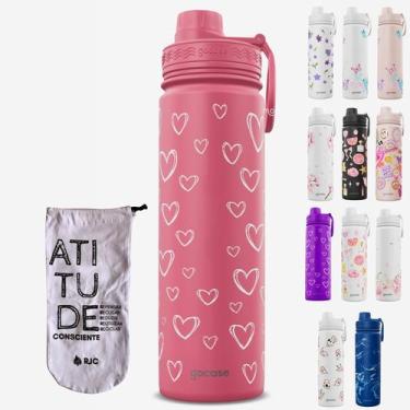 Imagem de KIT Garrafa Térmica Gocase Original Premium Estampas 650ml com saquinh