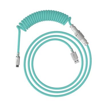 Imagem de HyperX Cabo espiralado – Cabo espiralado durável, design elegante, conector aviador de 5 pinos, USB-C para USB-A – Verde claro/branco