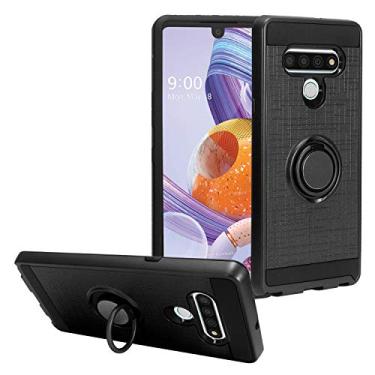 Imagem de CELZEN - Para LG Stylo 6 LM-Q730 (2020) - Capa de telefone híbrida com suporte de anel - RS2 preta