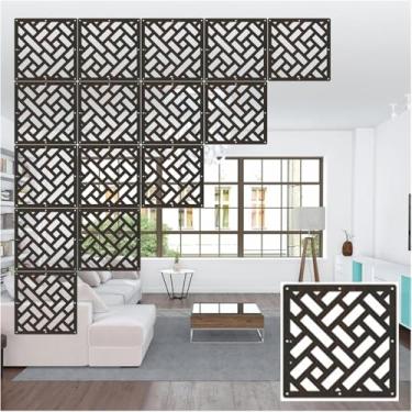Imagem de Divisor De Sala Suspenso, Painel De Tela De Sala De Estar Semi-privada Interna De Plástico De Madeira De 5 Mm De Espessura, Tela De Decoração De Parede De Entrada De Hotel An, Black, 5pcs