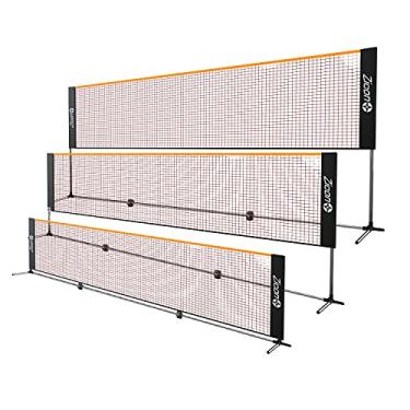 Imagem de Conjunto de rede portátil Badminton – rede esportiva de nylon com altura ajustável com bastões de aço inoxidável, bolsa de transporte, para vôlei infantil, tênis, pickleball, futebol, quadra interna, externa, quintal, praia, garagem.