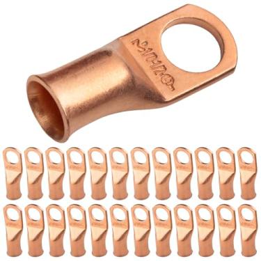 Imagem de SELTERM 1/0 AWG 1/2" parafuso (25 peças), parafusos de fio resistentes UL, extremidades de cabo de bateria, ilhós de cobre nu, conectores de terminal de anel tubular [B69]