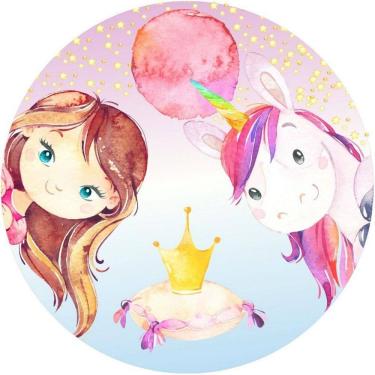 Imagem de Painel Redondo 3D Sublimado Unicórnio Frd-5385