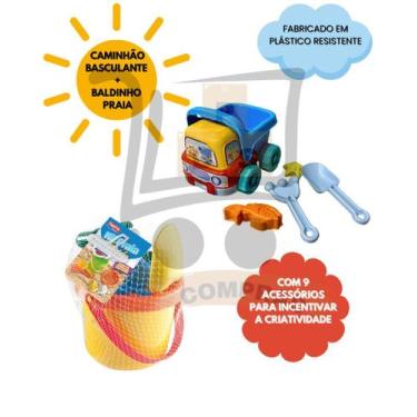 Imagem de Kit Baldinho De Praia Infantil E Caminhão Interativo Com Acessórios Fo
