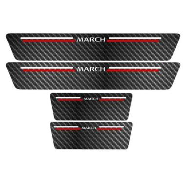 Imagem de Kit Soleira Protetora Porta Premium Red Carbono - March - Jhow Adesivo