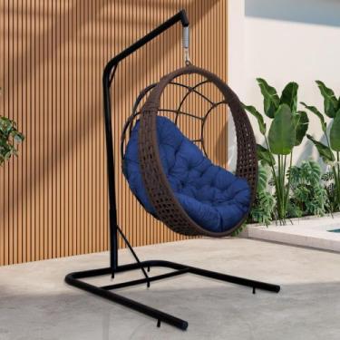 Imagem de Cadeira Balanço Ninho Suspenso em Corda Náutica Luxo com Suporte - Ace
