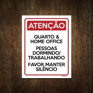 Imagem de Placa Atenção Quarto Home Office Faça Silêncio 36X46 - Sinalizo
