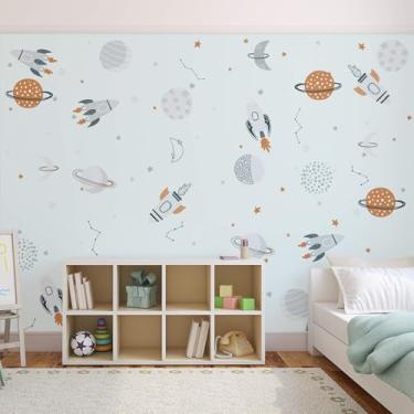 Imagem de Papel de Parede Menino Foguetes e Planetas Espaço Painel 9m²