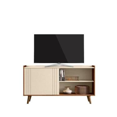 Imagem de Rack New Austin para TV até 60 Polegadas, 136 cm, com Prateleiras, Madeira (Pérola Metaliz/Cinamomo Mel)