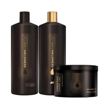 Imagem de Sebastian Dark Oil Shampoo 1000ml, Condicionador 1000ml e Máscara 500m