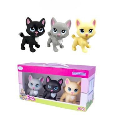 Imagem de Kit Com 3 Minis Gata Cinza Preto E Creme Mini Pets