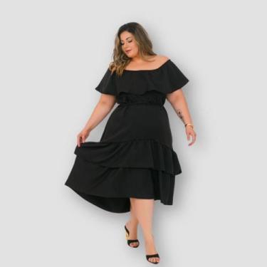 Imagem de Vestido Plus size Ciganinha Midi Moda Evangelica Babado 0642 - Bellucy