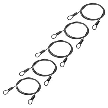 Imagem de PATIKIL Cabo de aço inoxidável revestido de vinil de 3/40.6 cm de diâmetro com laços, 5 peças de corda de fio flexível de 2,1 m (200,7 cm) trava de corrente de segurança para iluminação de palco ao ar