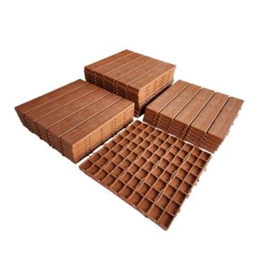 Imagem de Deck Modular Plástico com Textura Madeira, 30x30cm, 1,5cm Altura, Kit com 6 Peças (TERRACOTA)