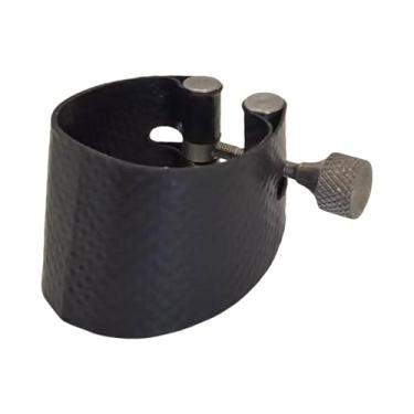 Imagem de Milageto Abraçadeira para boquilha de saxofone em couro artificial com parafusos ajustáveis ​​para estudantes