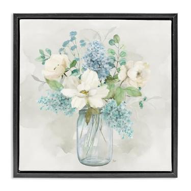 Imagem de Stupell Industries Country Bunches Bouquet Preto Emoldurado Tela Flutuante Arte Design de Parede por Nan, 63 x 63 cm