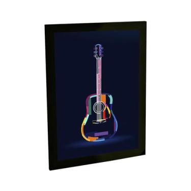 Imagem de Quadro Decorativo Violão Ilustração Tiles Cores Musica