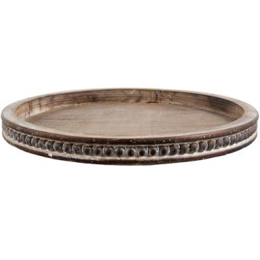 Imagem de Bandeja redonda de madeira, elegante para servir, mesa de café, decoração de casa, sala de jantar, sala de estar, mesa de entrada (3049-marrom)