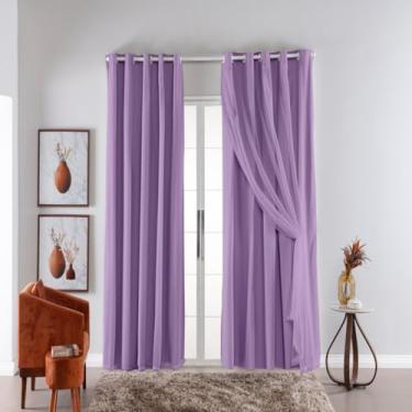 Imagem de Cortina Com Blackout PVC Com Tecido 4.00 Metros 4.20 M X 2.50 M (Lilás)