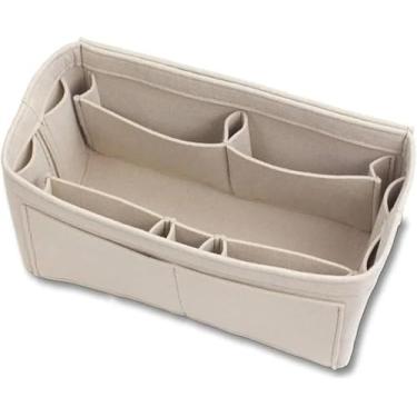 Imagem de Bolsa de inserção de feltro Saco de pano de chão de feltro feminino para feminino para organizador de bolsa (w/bolso zíper destacável) Bolsa de inserção de saco, preto, 26x15x15cm