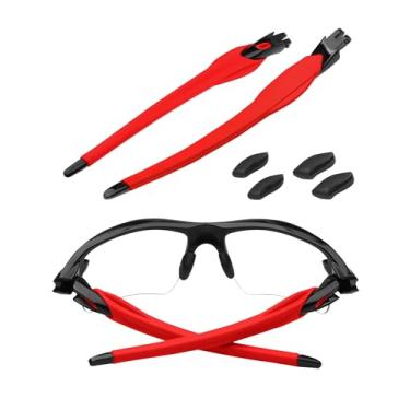 Imagem de Well-aimed Kit de borracha preta de substituição para hastes braços, pernas/almofadas de nariz/meias auriculares para óculos Oakley Flak 2.0, Flak 2.0 XL, ajuste perfeito, kit de acessórios - vermelho