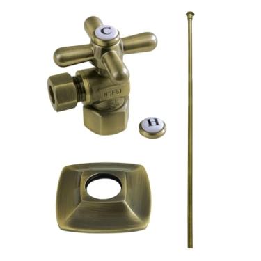 Imagem de Kingston Brass KTK110P3 Kit de acabamento de vaso sanitário Gehry com flange, 5,5 cm (C) x 6,5 cm (L) x 76,2 cm (A), latão antigo