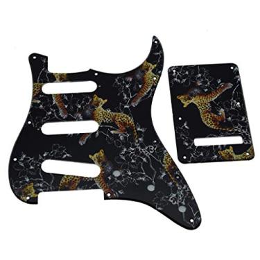 Imagem de Dopro 11 furos Strat SSS 3D impresso plástico pickguard ST placa traseira capa trem serve nos EUA/Mexicano Fender Strat Leopard Pattern