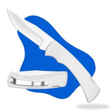 Imagem de Canivete Inox Dobrável Trava Segurança Clip Cinto De Bolso Para Pesca Camping (Inox)