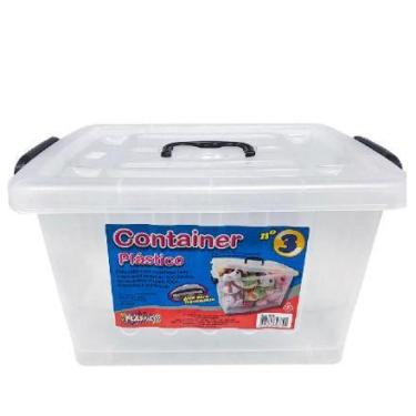 Imagem de Caixa organizadora container trasparente com tampa e trava lateral de 