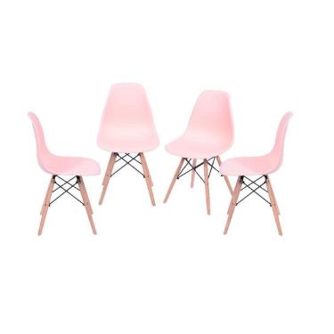Imagem de Conjunto 4 Cadeiras Eames DKR Base Madeira OR Design Salmão