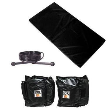 Imagem de Kit Colchonete Preto + Corda de Pular + Par Caneleira 10kgs - 1 Fit