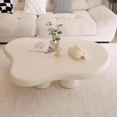 Imagem de Mesa De Centro Em Forma De Nuvem Branca Mesa De Centro De Madeira Mesas De Centro De Estilo Moderno Para Sala De Estar Mesas De Sala De Estar Fácil Montagem Para Sala De Estar Quarto, 120cm/47.2"