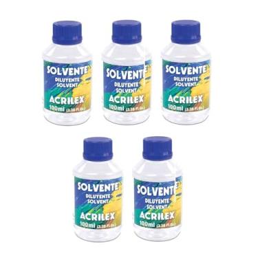 Imagem de Solvente Diluente Acrilex 100ml Para Verniz Vitral - Kit Com 5 Unidades Diluição de Tinta e Limpeza de Pincéis