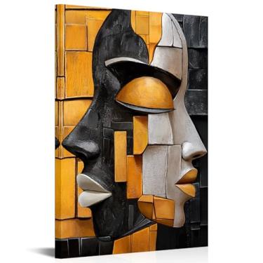 Imagem de LyerArtork Máscara facial abstrata em tela impressões de arte de parede pinturas decoração de parede moderna para quarto de dormir sala de estar banheiro 61 x 91 cm