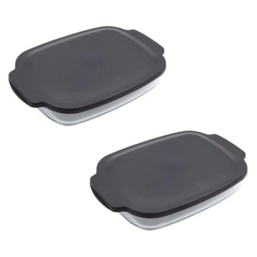 Imagem de Kit 2 Assadeiras Retangulares Altas com Tampa 2L em Vidro Refratário – Forno e Micro-ondas Home Gourmet