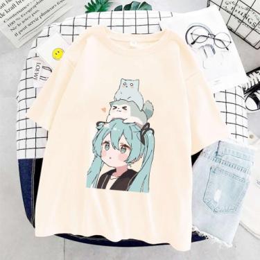 Imagem de Camiseta Hatsune Miku Gatinho Unissex - sneko, Offwhite, G