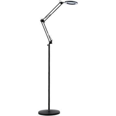 Imagem de Lâmpada De Chão De Lupa, Luz De Pé Regulável De 16w, Lâmpada De Leitura De Lupa 8x Ajustável Com 2 Cores, Luz De Artesanato De Lâmpada De Braço Giratório Ajustável, Black