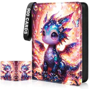 Imagem de Fichário de cartão com 9 bolsos colecionáveis para guardar cartões colecionáveis com 50 capas removíveis, 900 cartões, design com zíper de 3 anéis, perfeito para jogos, MTG e cartões esportivos